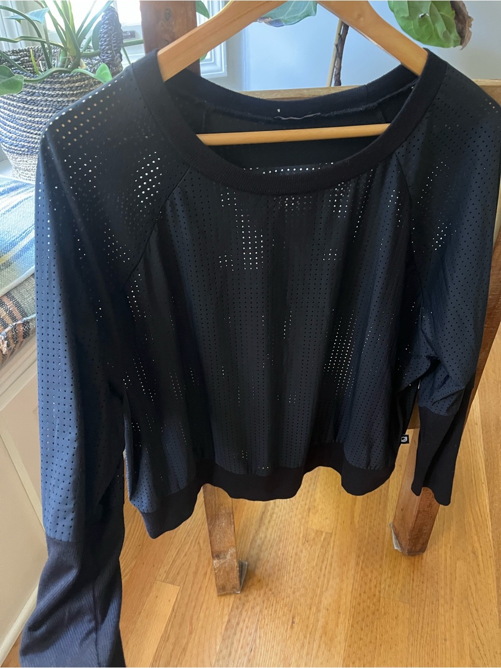 Terez Black Perforated Crewneck Sweatshirt